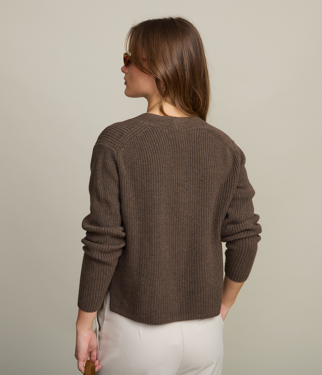 Cárdigan Mujer 100% Algodón Cala Café Claro