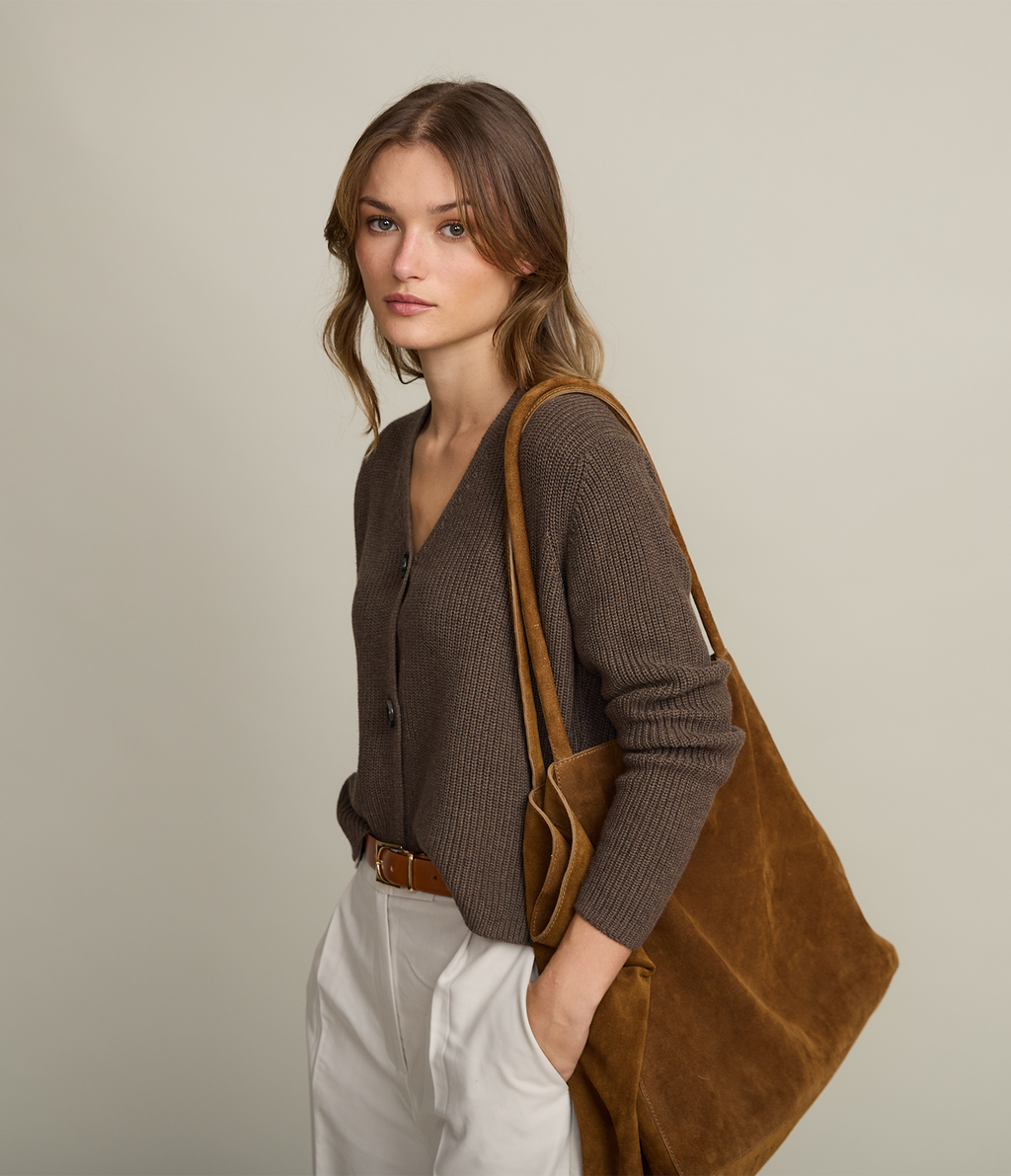 Cárdigan Mujer 100% Algodón Cala Café Claro