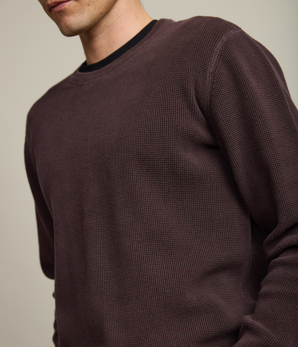 Sweater Hombre 100% algodón Waffle Morado