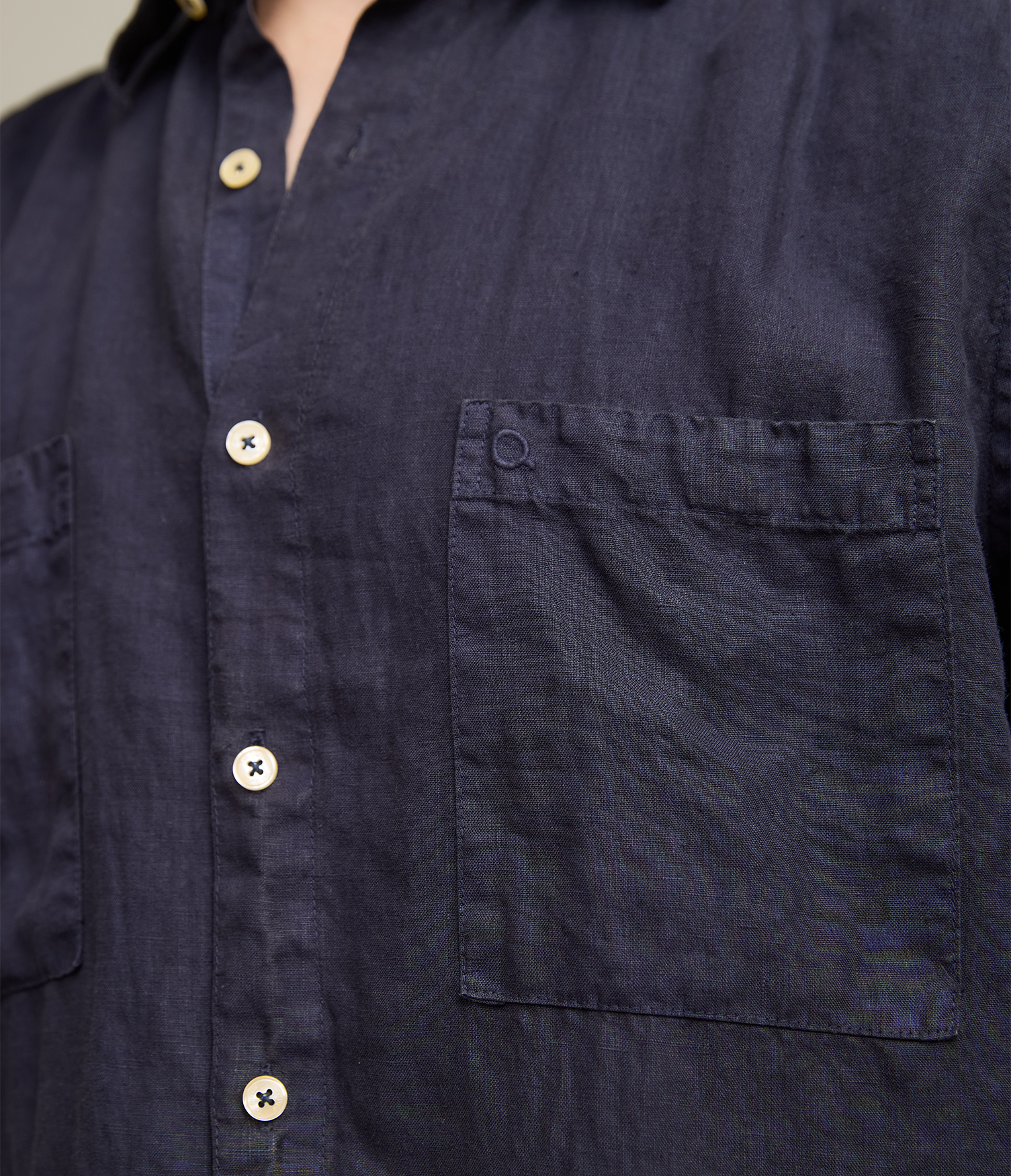 Camisa Hombre Overshirt Lino Azul Marino