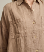 Blusa Mujer 100% Lino Sabah Camel