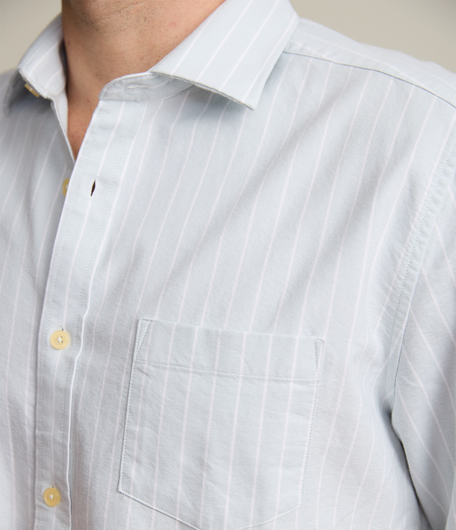 Camisa Hombre Oxford Manga Larga Ellies Rayada Verde