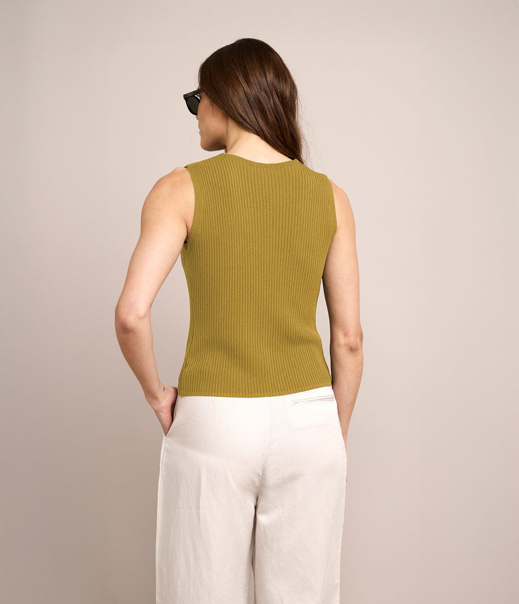 Top Mujer Tejido Botones Pistacho