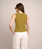 Top Mujer Tejido Botones Pistacho