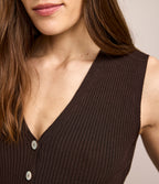 Top Mujer Tejido Botones Café