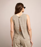 Top Mujer Denim 100% Algodón Rayado Beige