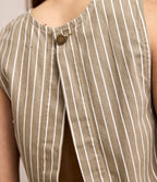 Top Mujer Denim 100% Algodón Rayado Beige