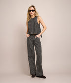 Top Mujer Denim 100% Algodón Rayado Gris Marengo