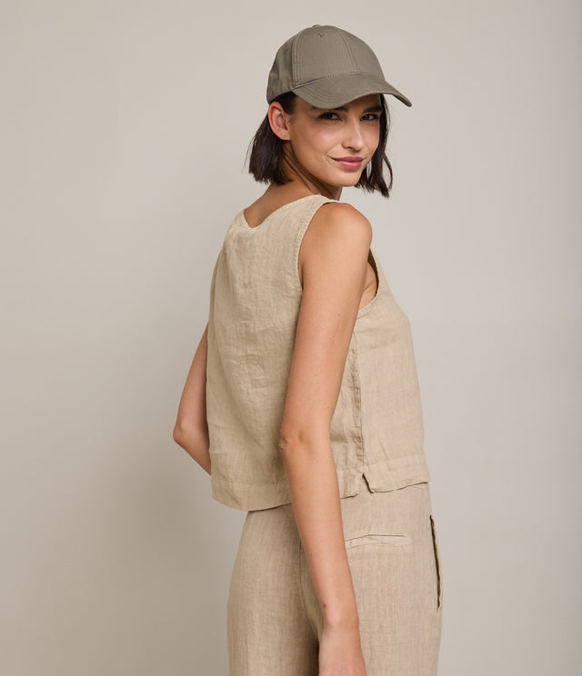 Top Mujer 100% Lino Firenze Beige