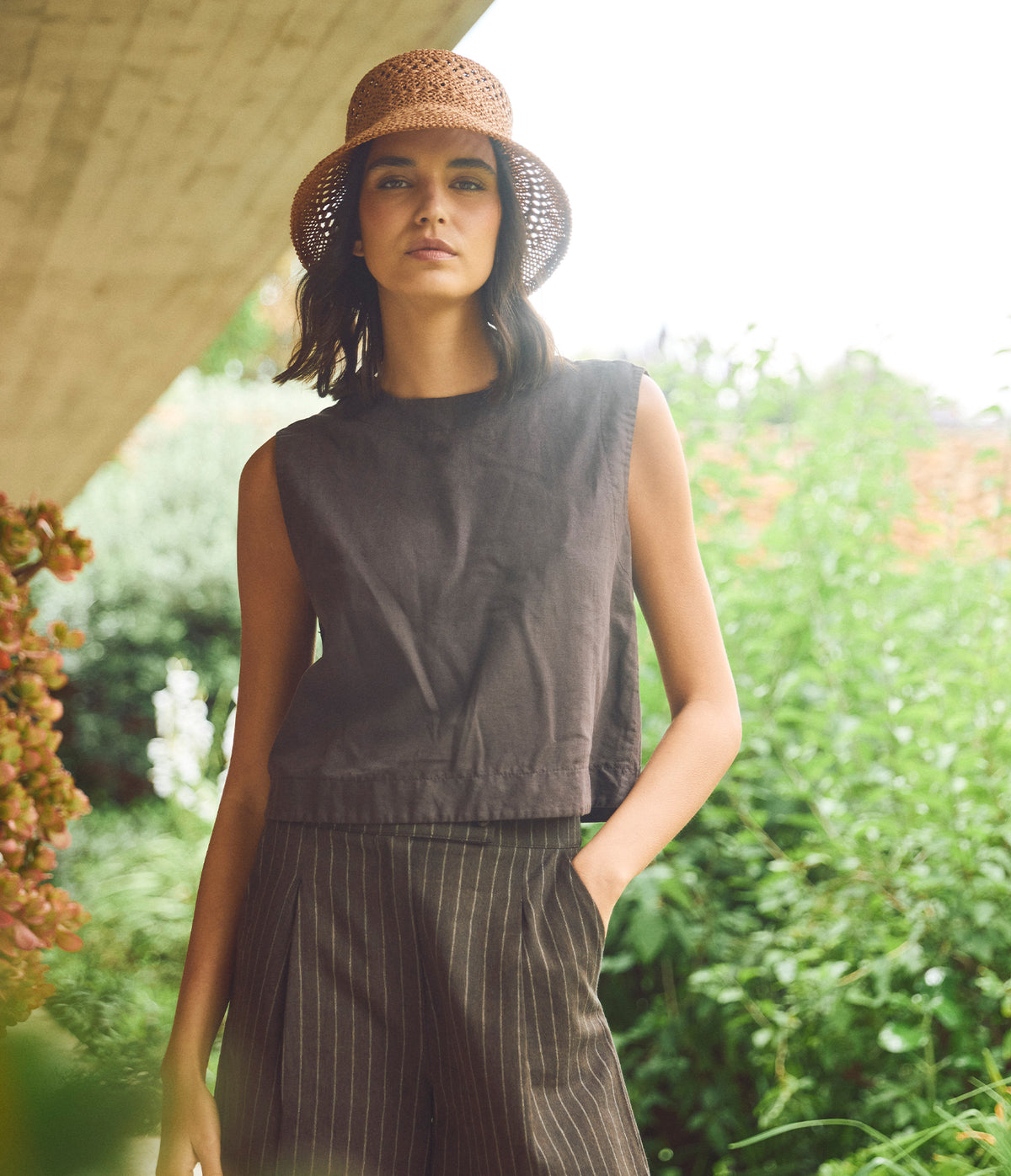 Top Mujer Lino Firenze Café