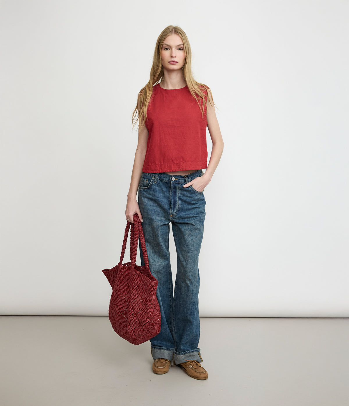 Top Mujer Lino Firenze Rojo