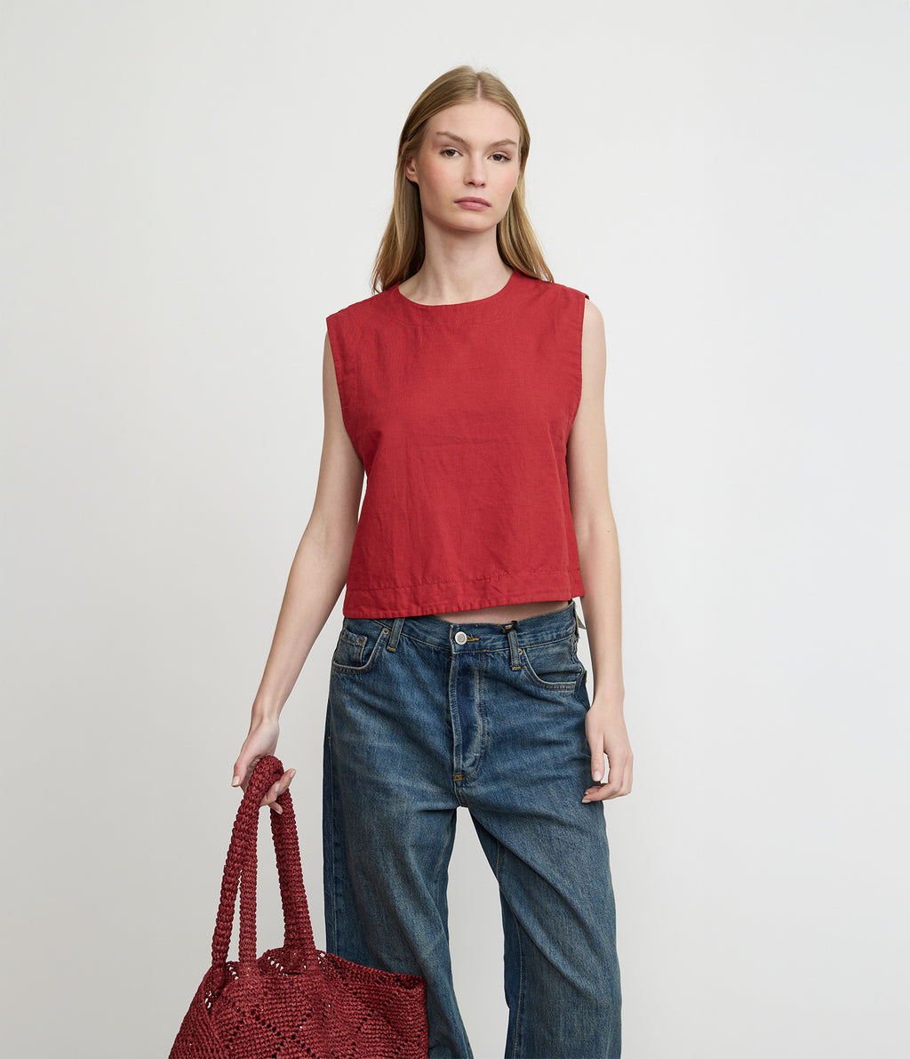 Top Mujer Lino Firenze Rojo