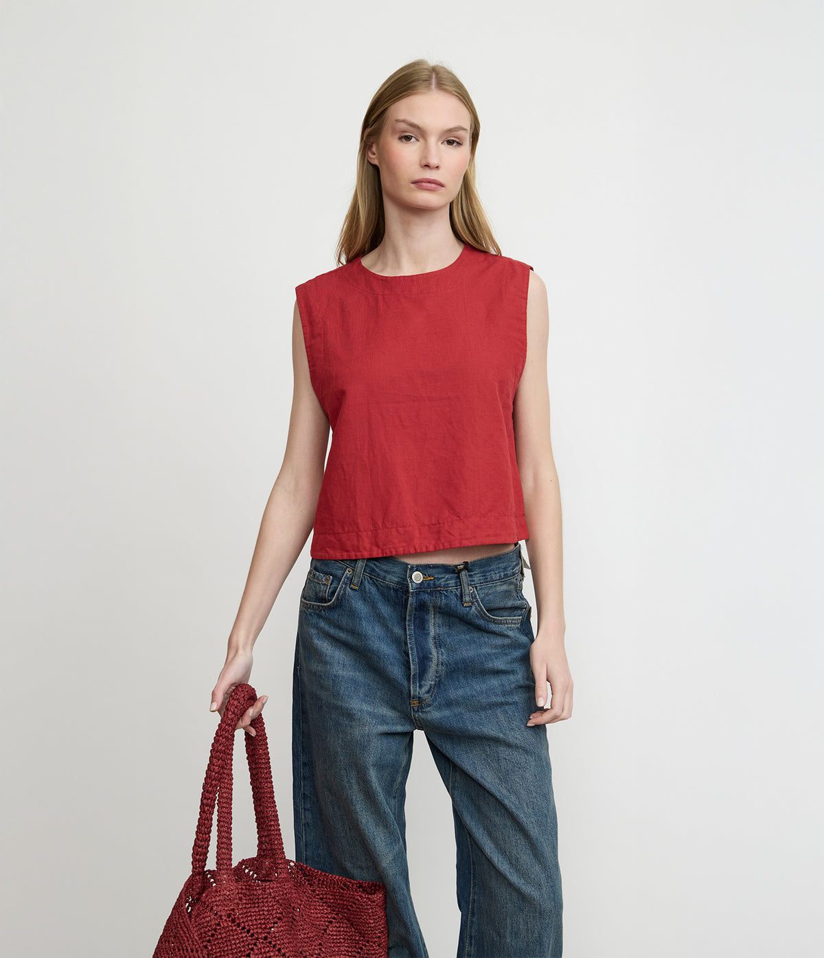 Top Mujer Lino Firenze Rojo