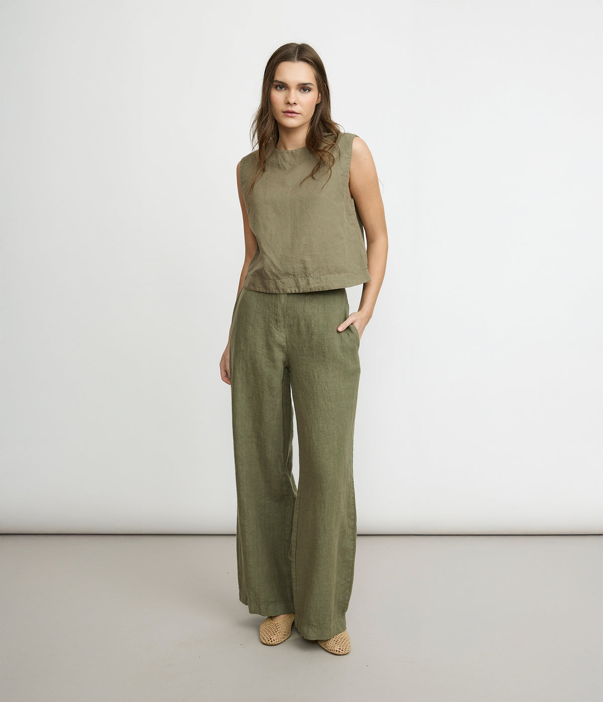 Top Mujer Lino Firenze Verde