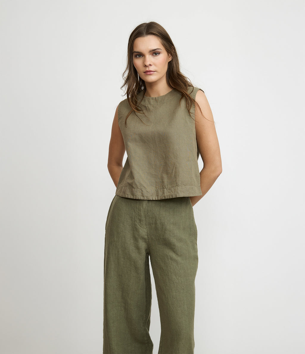 Top Mujer Lino Firenze Verde