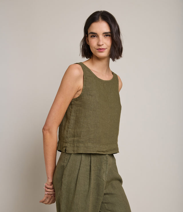 Top Mujer 100% Lino Firenze Verde