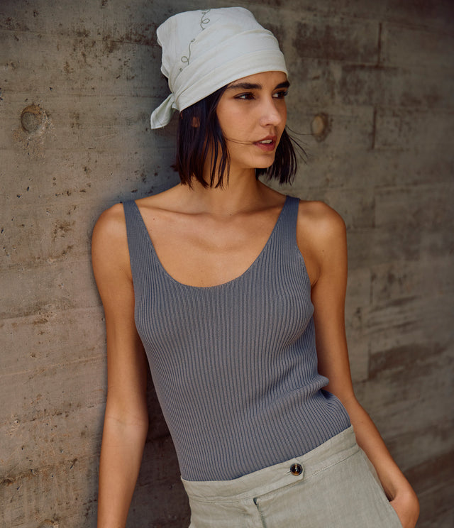 Top Mujer Viscosa Italiana Tabaco