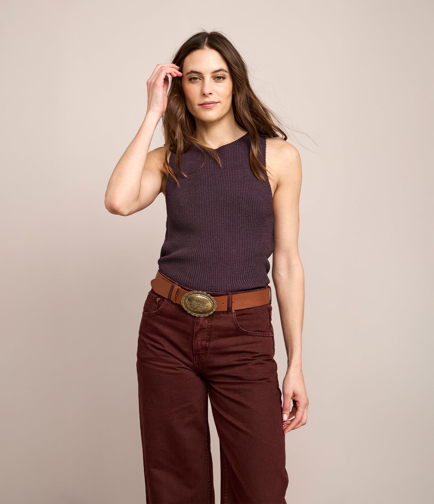 Top Mujer Tejido Stella Morado