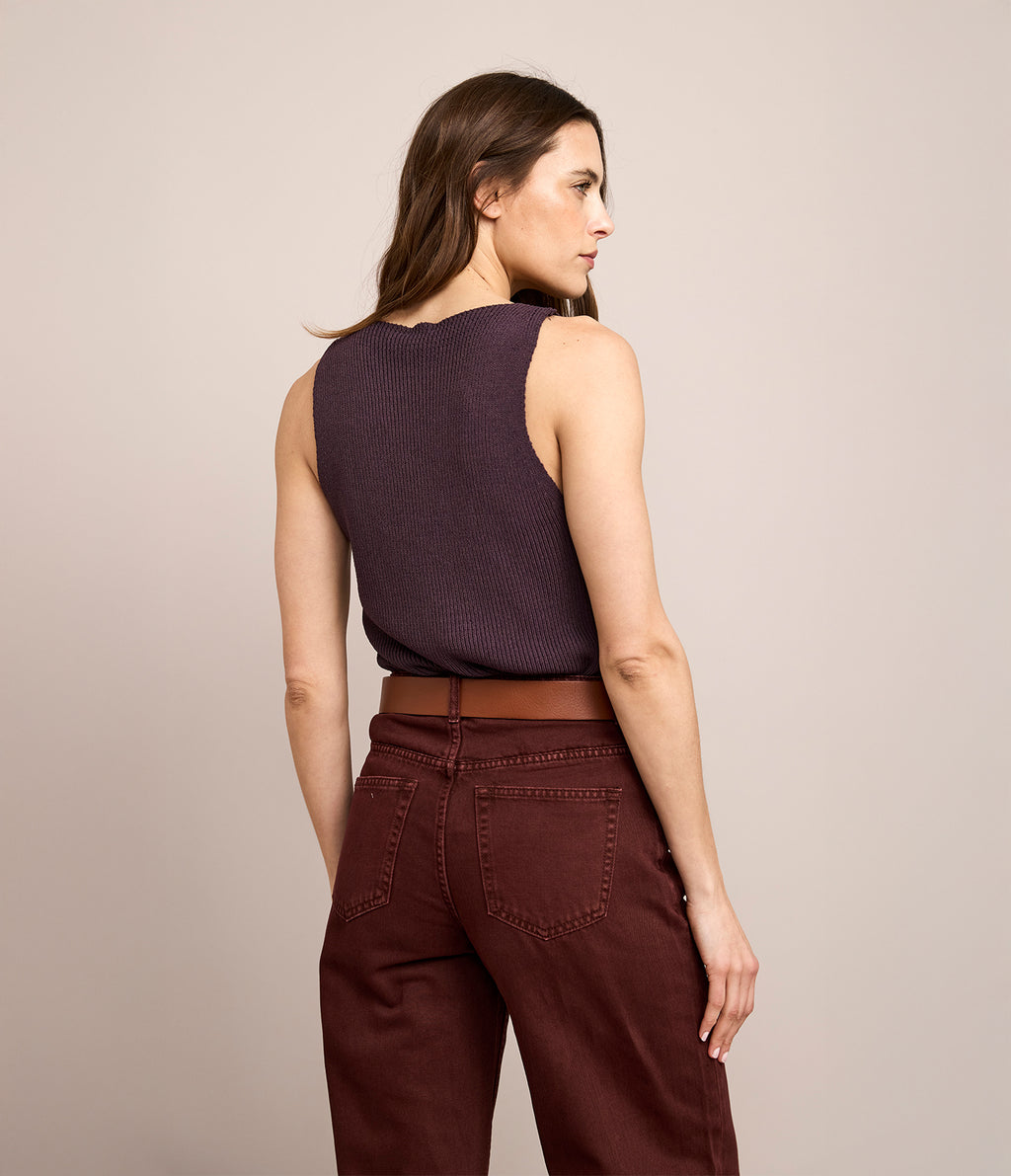 Top Mujer Tejido Stella Morado