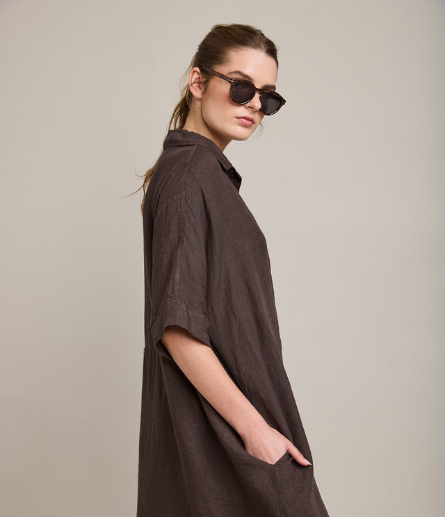 Blusón Mujer 100% Lino Firenze Café