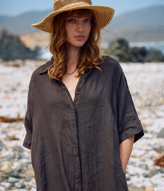 Blusón Mujer 100% Lino Firenze Café