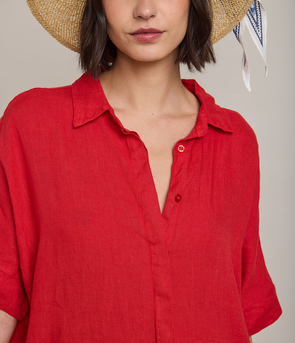 Blusón Mujer 100% Lino Firenze Rojo