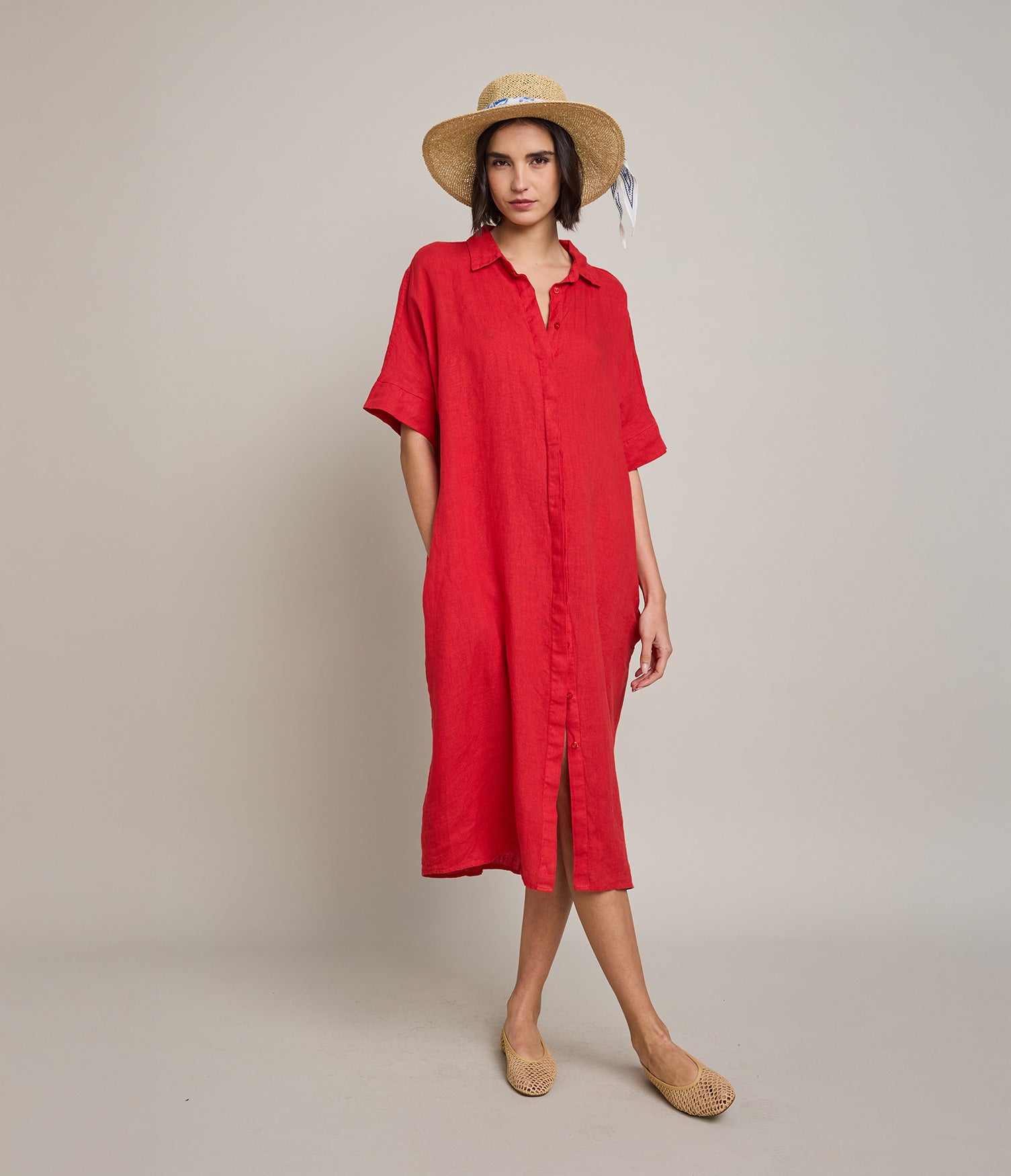 Blusón Mujer 100% Lino Firenze Rojo