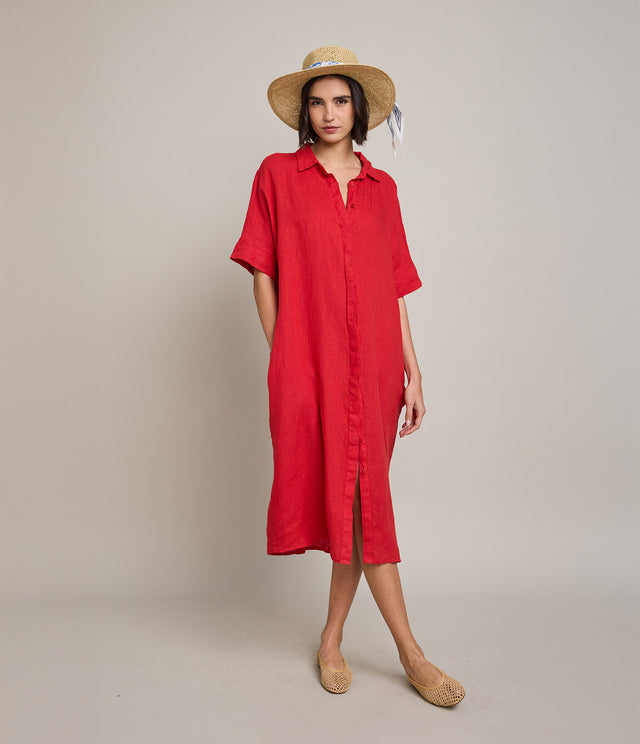 Blusón Mujer 100% Lino Firenze Rojo