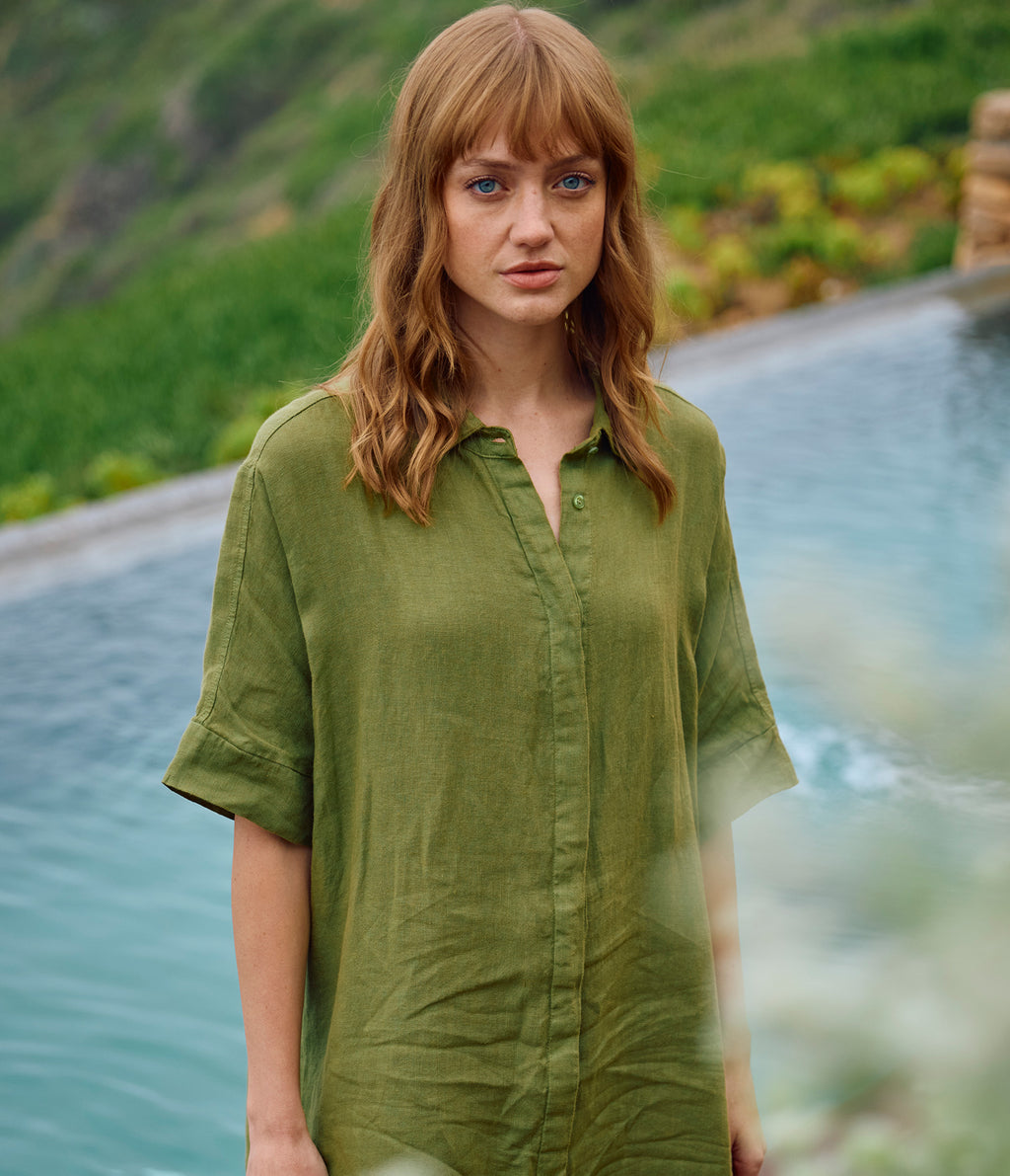 Blusón Mujer 100% Lino Firenze Verde