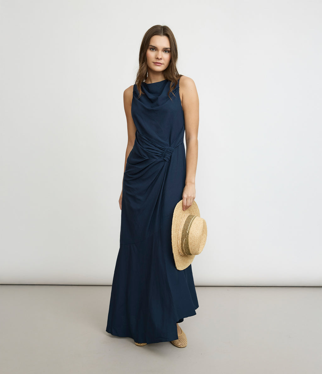 Vestido Mujer Lino Verona Azul Marino