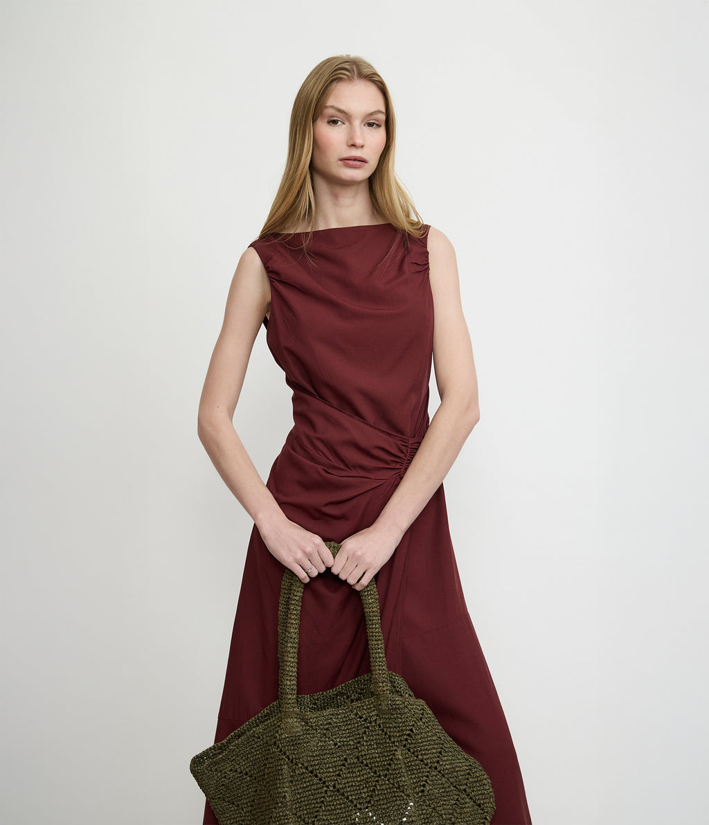 Vestido Mujer Lino Verona Burdeo