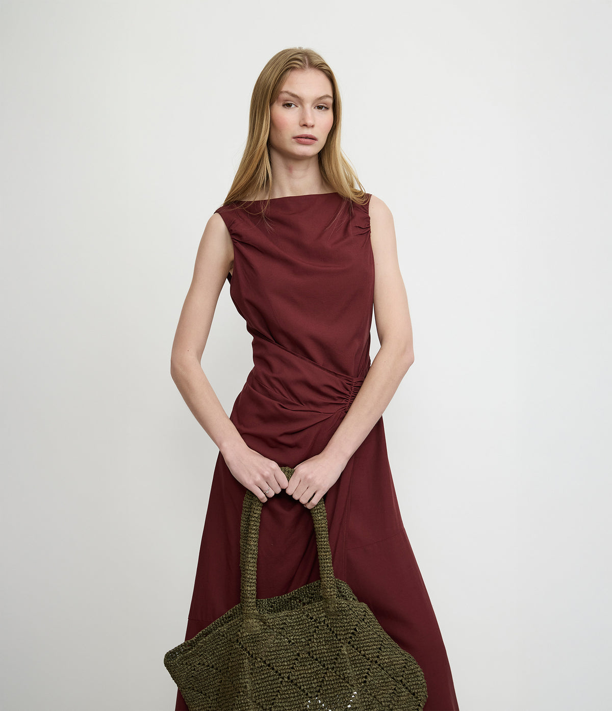 Vestido Mujer Lino Verona Burdeo