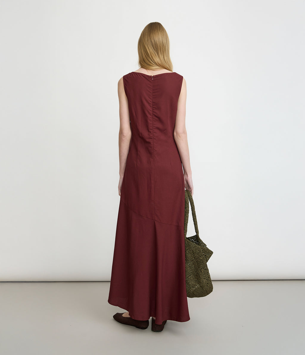 Vestido Mujer Lino Verona Burdeo
