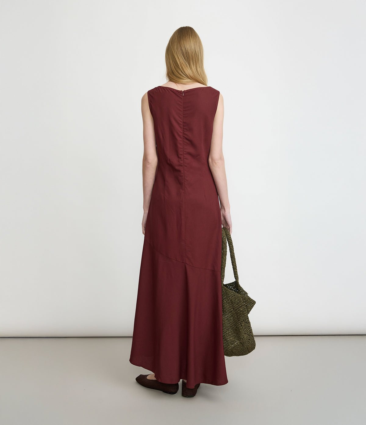 Vestido Mujer Lino Verona Burdeo