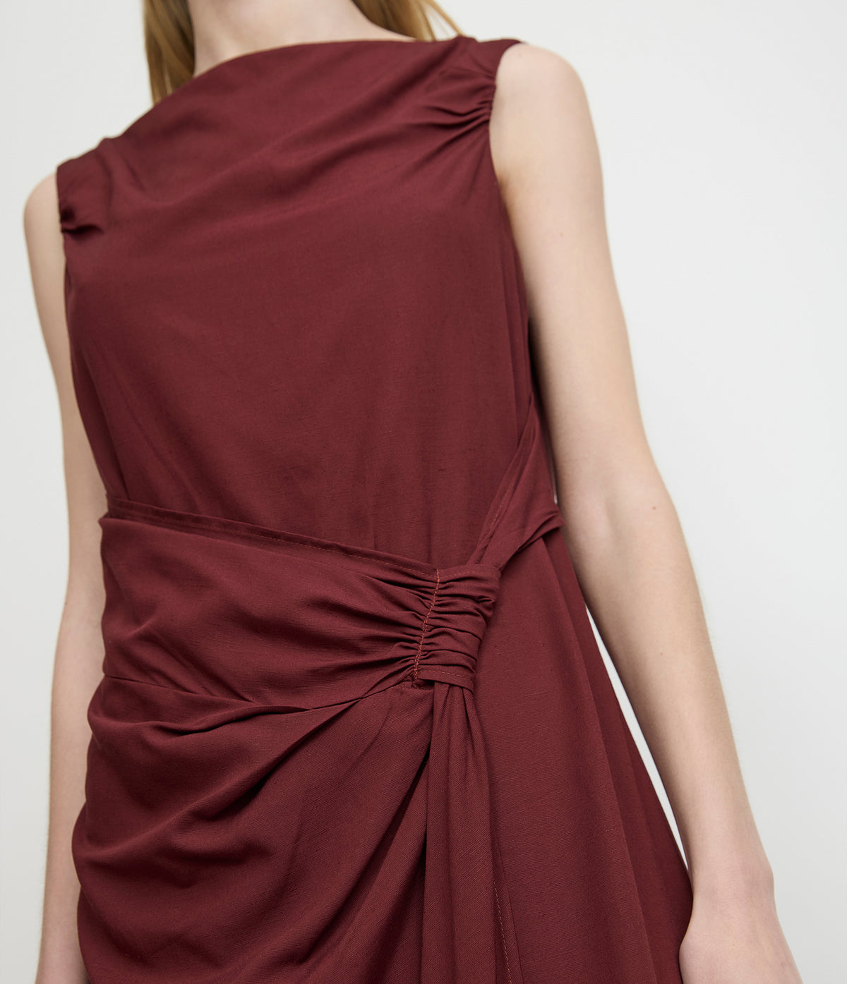 Vestido Mujer Lino Verona Burdeo