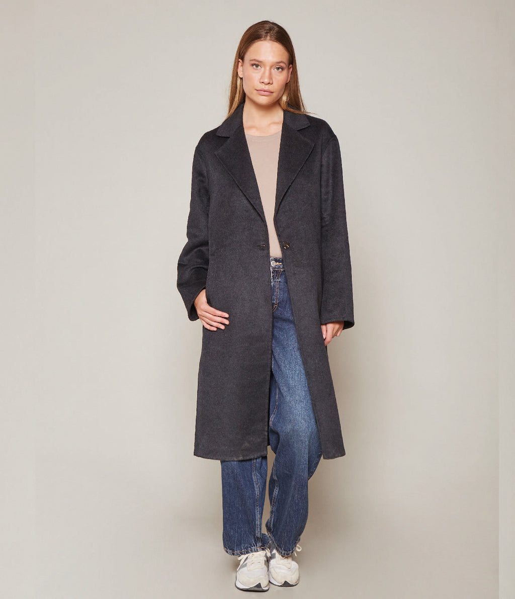 Abrigo Handmade Lana Gris Grafito - Abrigo Mujer