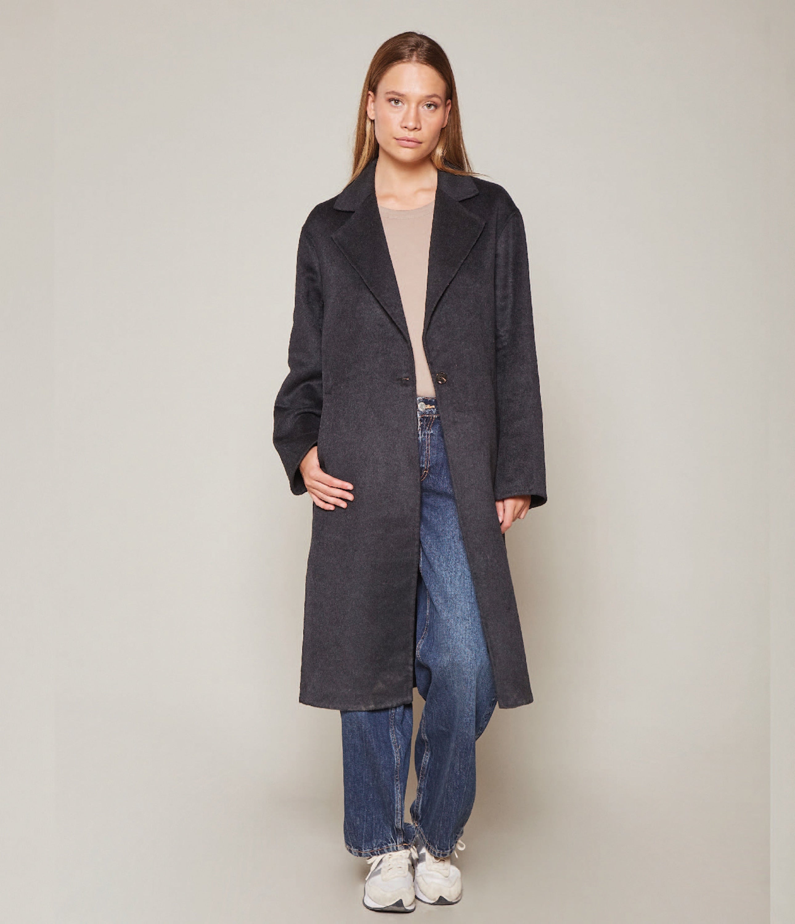 Abrigo Handmade Lana Gris Grafito - Abrigo Mujer