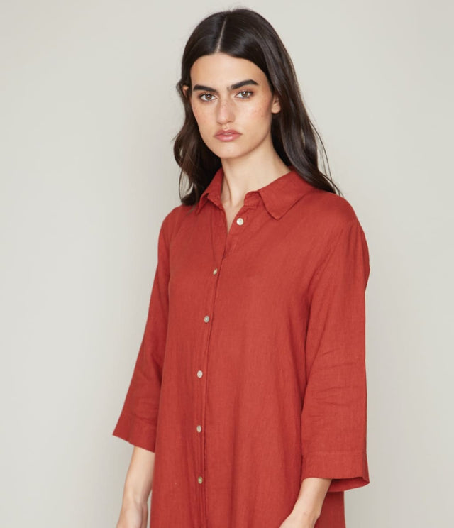 Blusón Roma Lino Granate - Blusa