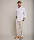 Camisa de hombre 100% lino Sicilia manga larga Blanco - Camisa