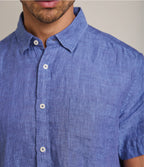 Camisa de hombre 100% lino Sintra manga corta Azulino - Camisa