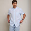 Camisa de hombre 100% lino Sintra manga corta Celeste - Camisa