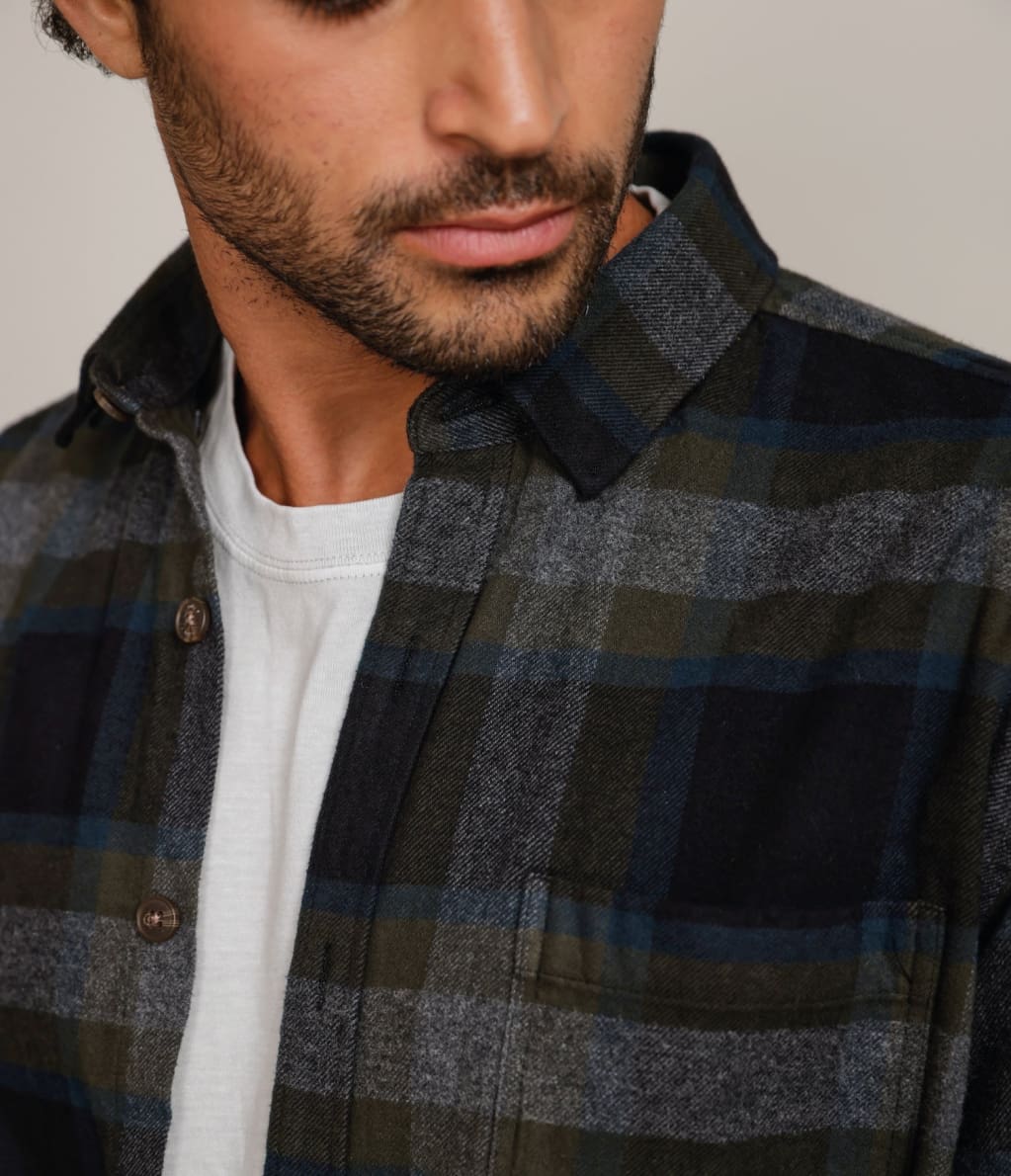 Camisa Franela Gruesa Azul - Camisa