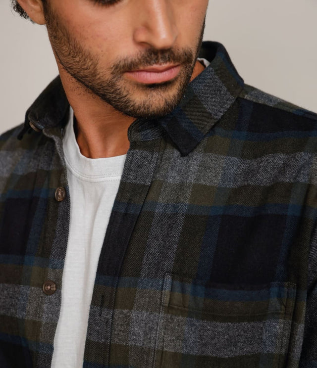 Camisa Franela Gruesa Azul - Camisa