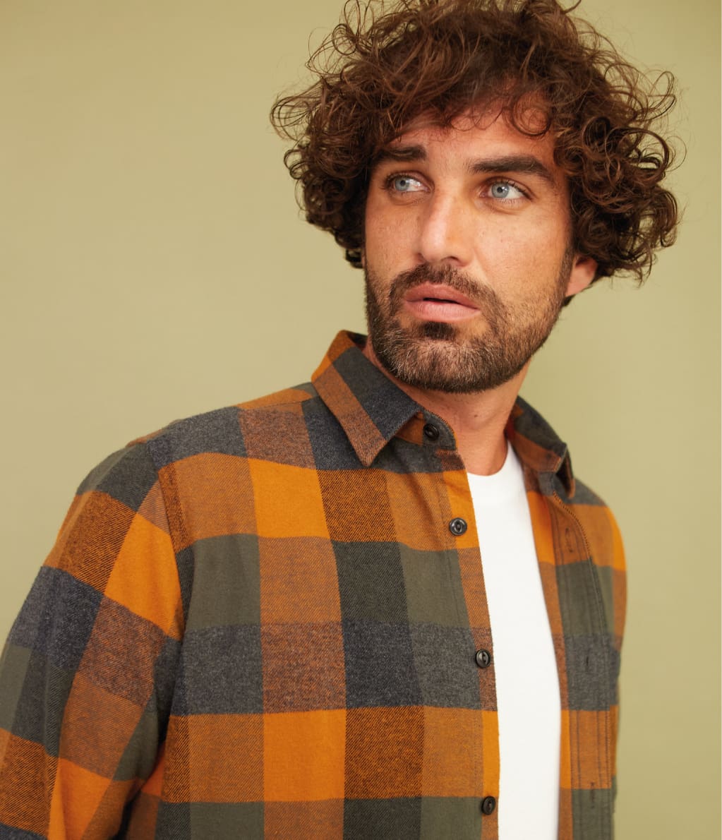 Camisa Guy Cuadros Orange - Camisa