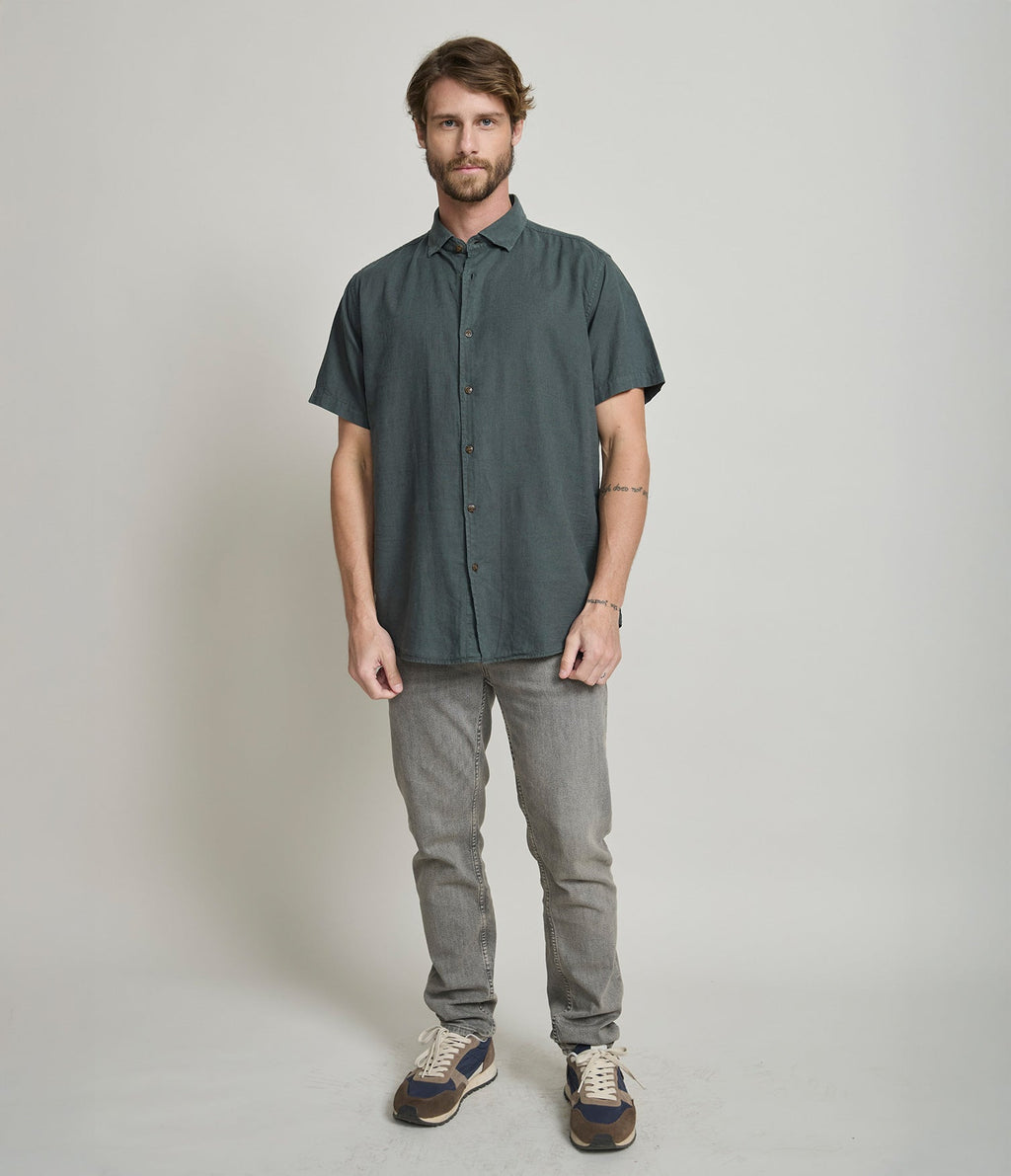 Camisa Alven Manga Corta Verde Oscuro - Camisa
