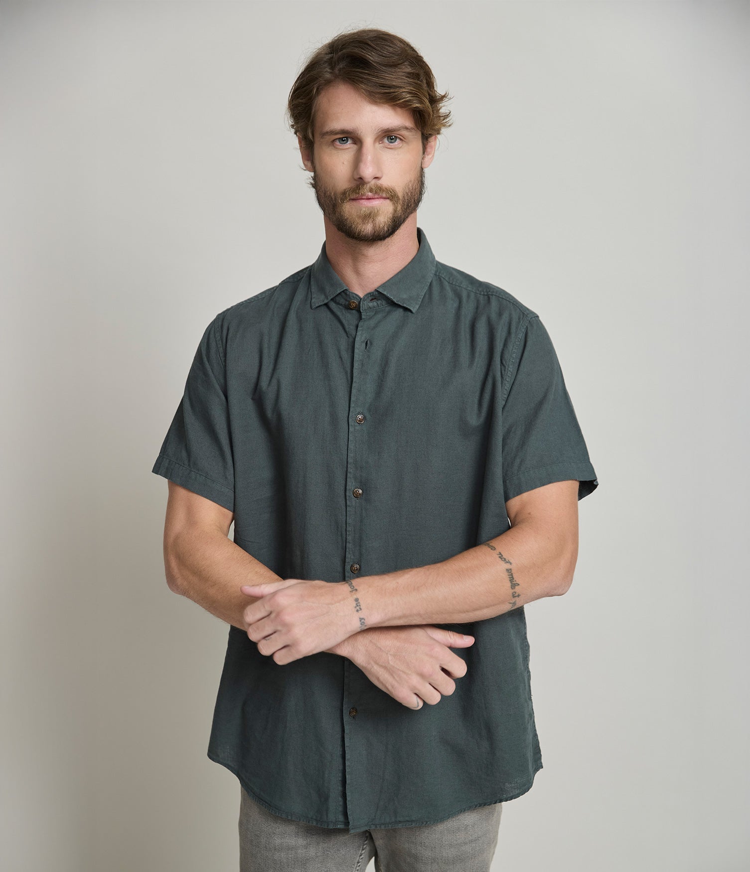Camisa Alven Manga Corta Verde Oscuro - Camisa