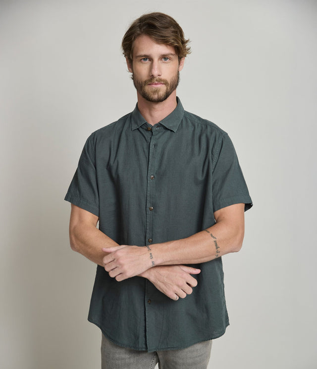 Camisa Alven Manga Corta Verde Oscuro - Camisa