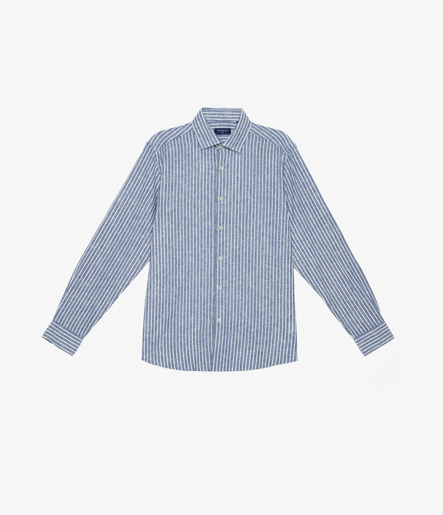 Camisa Lino Rayas Azul - Camisa
