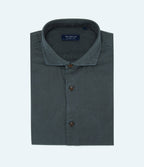 Camisa Lino Algodón Silven Manga Larga Verde Oscuro
