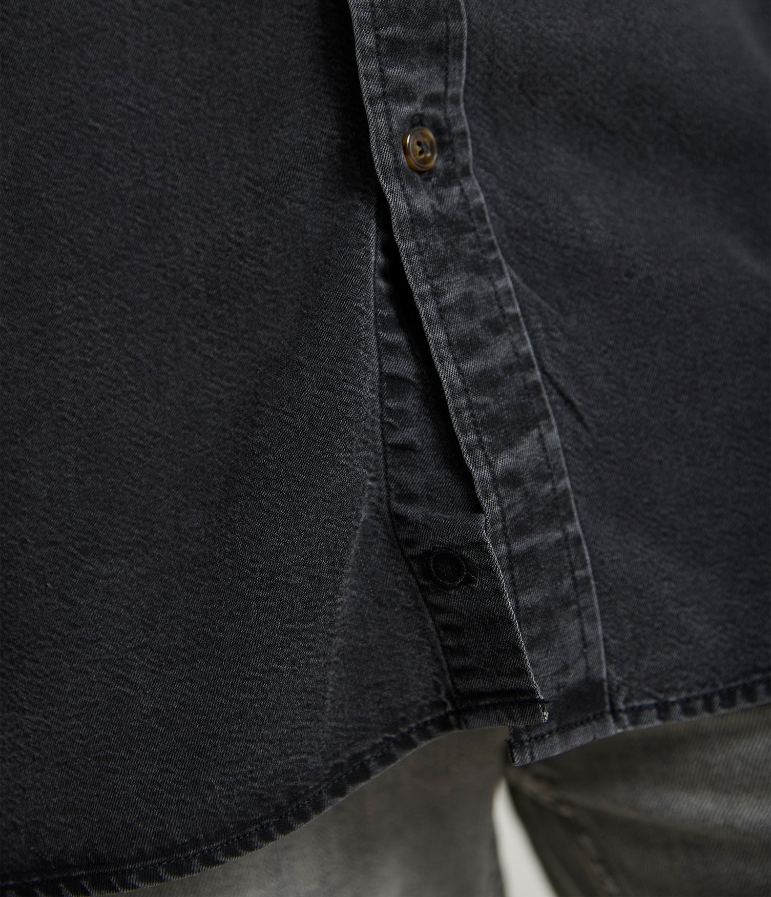Camisa Denim Manga Corta Negro - Camisa